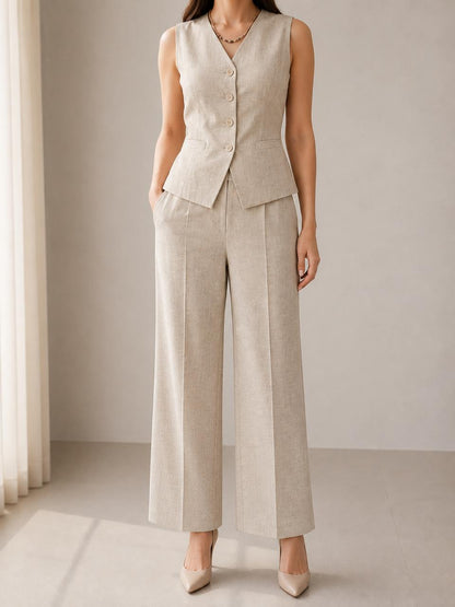 WAISTCOT CO ORD SET linen