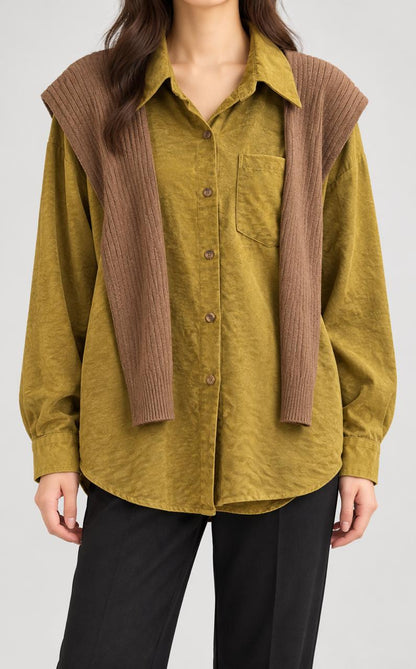 KNIT OVERLAY SHIRT
