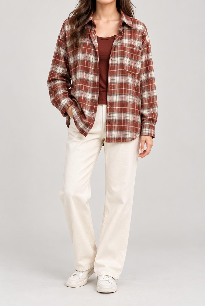 CHECKED SHIRT w INNER TOP