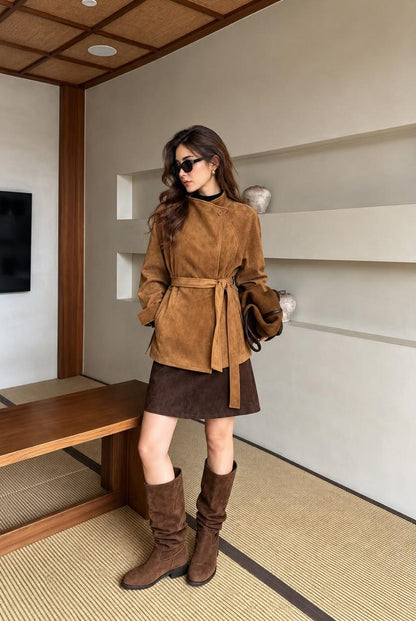 SUIDED STAND COLLAR JKT