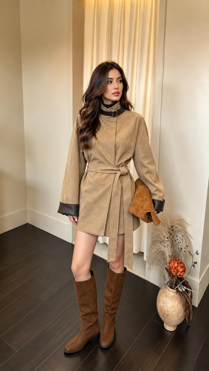 CONTRAST TRIM SUEDE JKT