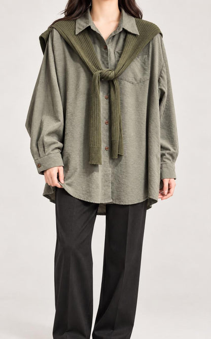 KNIT OVERLAY SHIRT