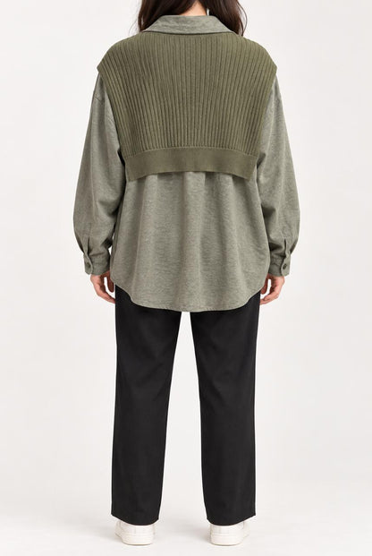 KNIT OVERLAY SHIRT