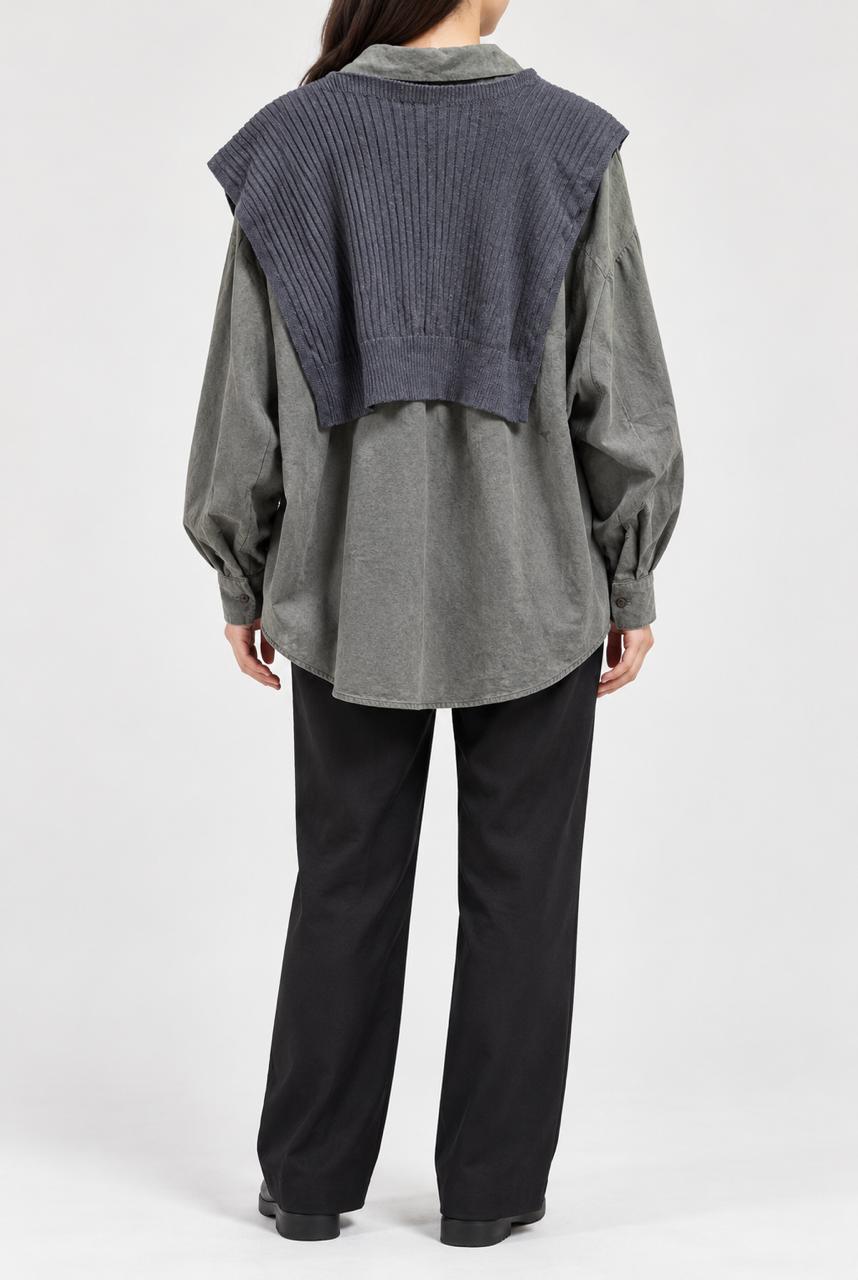 KNIT OVERLAY SHIRT