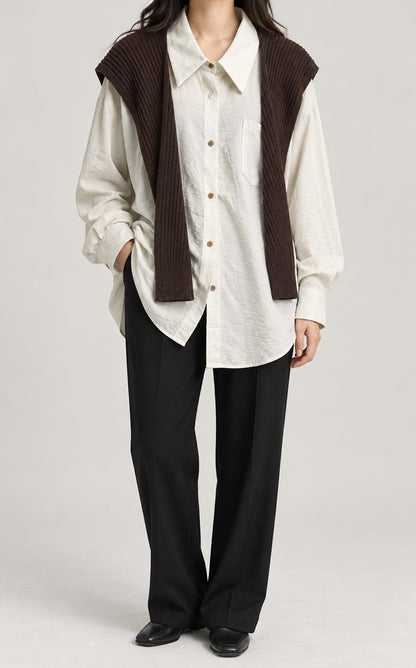 KNIT OVERLAY SHIRT
