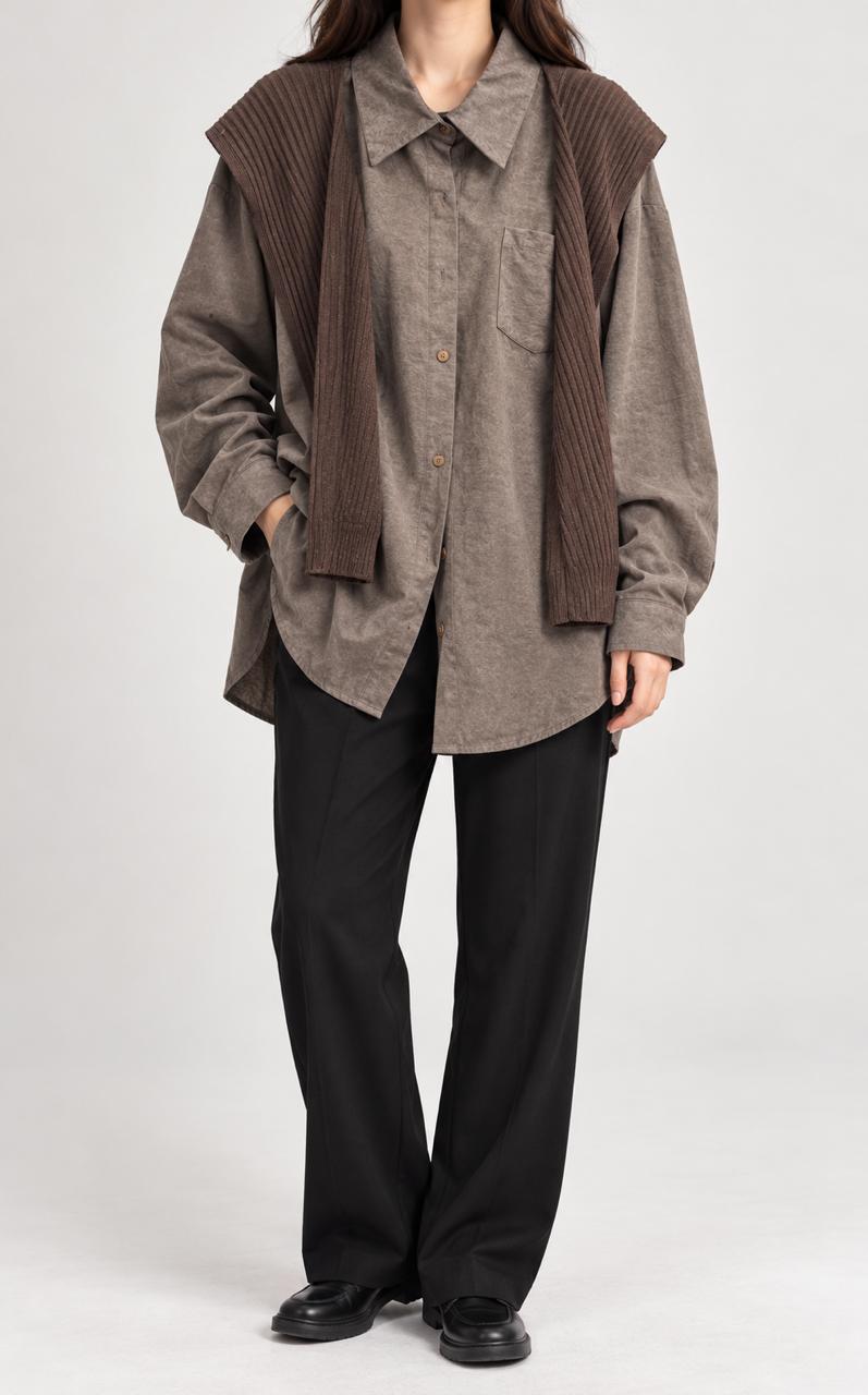 KNIT OVERLAY SHIRT
