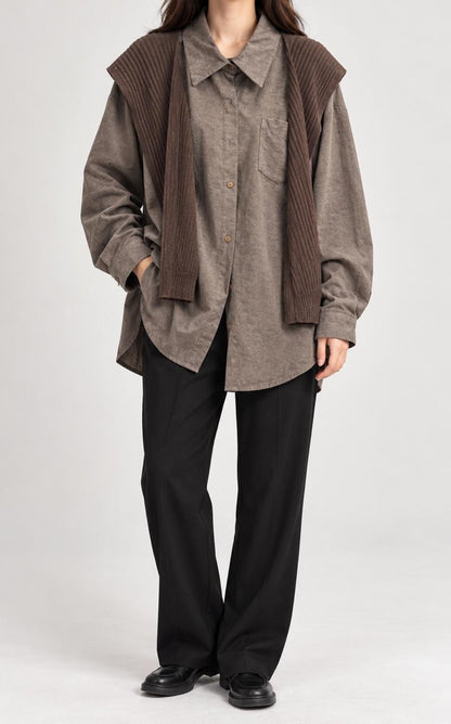 KNIT OVERLAY SHIRT