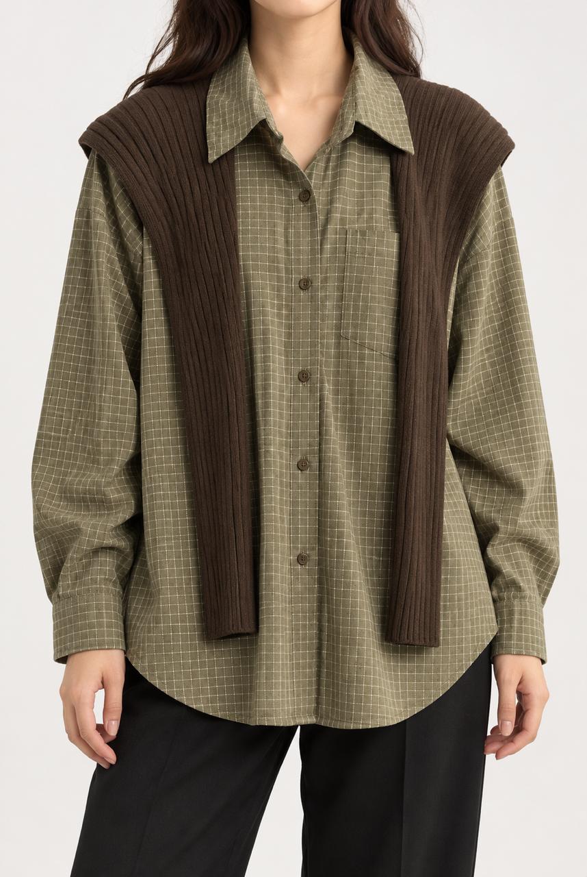 GRID CHECK LAYERED SHIRT