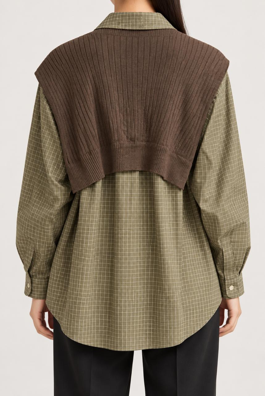 GRID CHECK LAYERED SHIRT