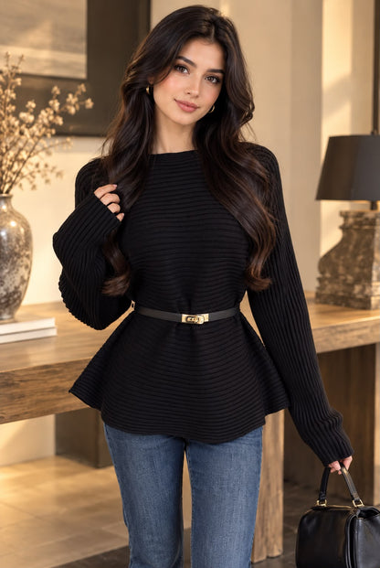 RIBBED SS PEPLUM
