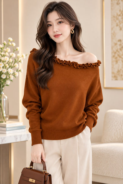 FRILL NECK SWEATSHIRT