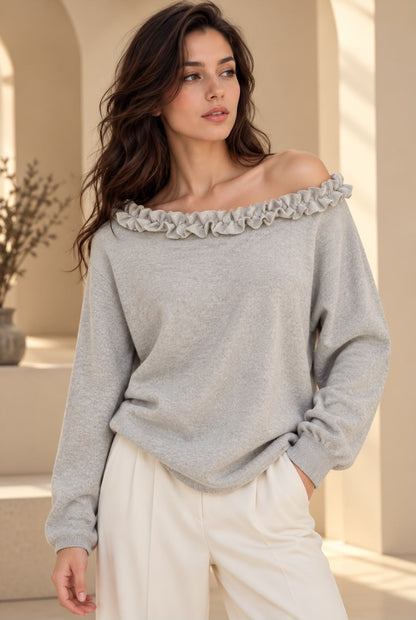 FRILL NECK SWEATSHIRT