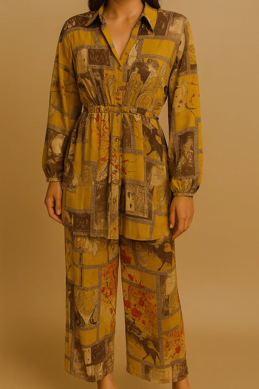 CO-ORD SUIT PRINTED belted