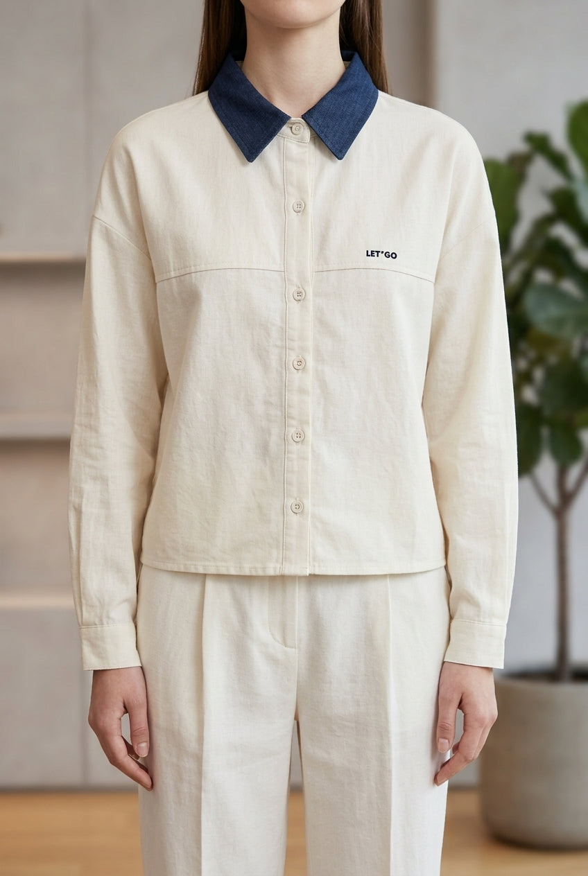 CONTRAST COLLAR SHIRT
